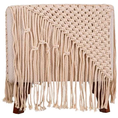 Puf In Cotone Intrecciato Panna 45x45x45h - Foto 2