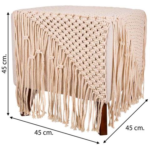 Puf In Cotone Intrecciato Panna 45x45x45h - Foto 7