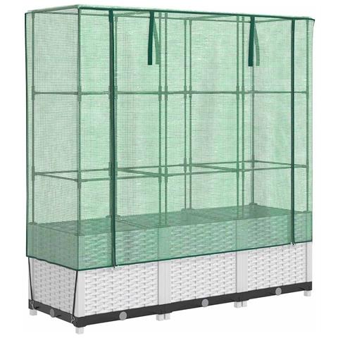 Letto Rialzato con Copertura Serra Effetto Rattan 120x40x138 cm - Foto 1