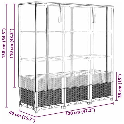 Letto Rialzato con Copertura Serra Effetto Rattan 120x40x138 cm - Foto 9