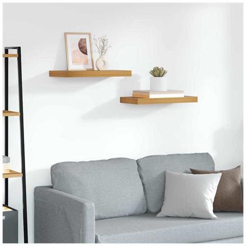 Scaffale da parete 2 pcs Marrone 50 x 23 x 4 cm - Foto 2