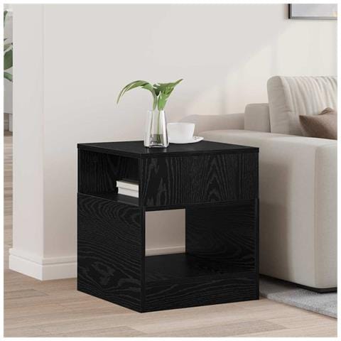 Tavolino Rovere Nero 40,5 x 40 x 45 cm Legno multistrato - Foto 2