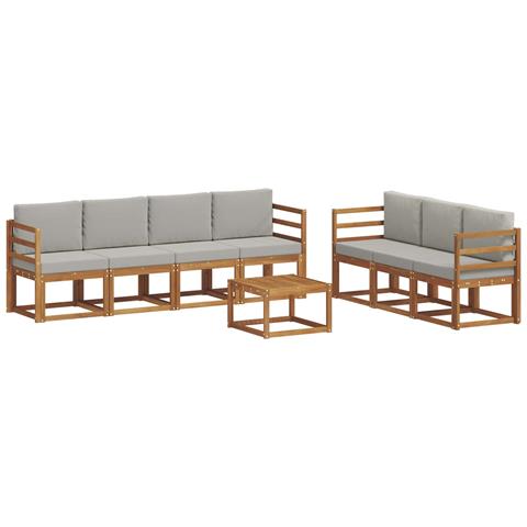 Set di divani da esterno 8 pcs Grigio Naturale e Chiaro - Foto 1
