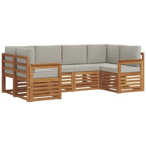 Set divani con cuscino 6 pcs Grigio Naturale e Chiaro - Foto 1