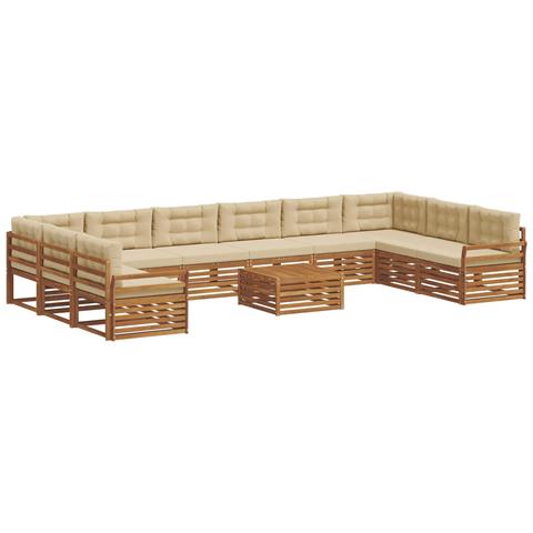 Set divani 11 pcs Naturale e Beige Legno di Acacia Massello - Foto 1