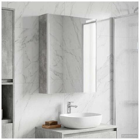 Mobiletto per specchio da bagno Grigio cemento - Foto 2