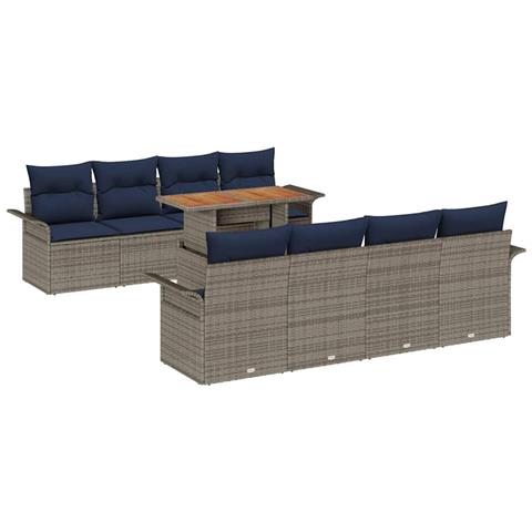 Set Divano da Giardino con cuscino 7 pcs grigio e blu navy - Foto 1