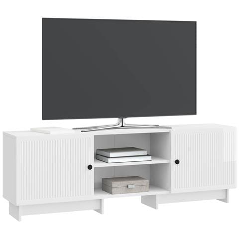 Mobile TV Bianco Lucido 150 x 31 x 50 cm Legno ingegnerizzato - Foto 2