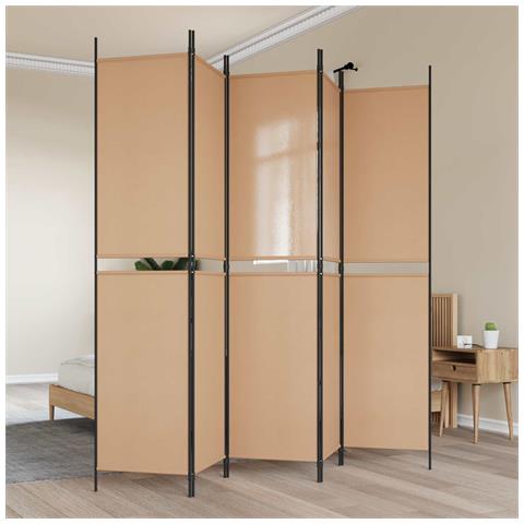 Pannello Separatore a 5 Pannelli Beige 250 x 220 cm Tessuto - Foto 2