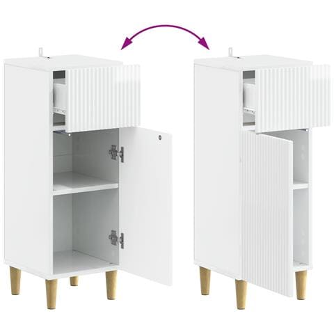 Mobiletto da Bagno ARNHEM Bianco Lucido 30 x 31 x 80 cm - Foto 9
