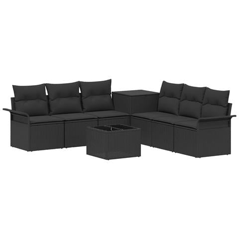 Set di divani 8 pz Nero Rattan sintetico e Acciaio - Foto 1
