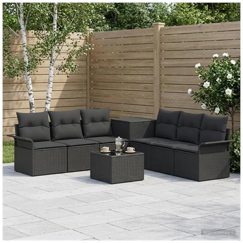 Set di divani 8 pz Nero Rattan sintetico e Acciaio - Foto 10