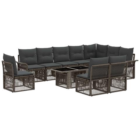 Set Divano da Giardino 11 pz Grigio e Grigio Scuro polyrattan - Foto 1