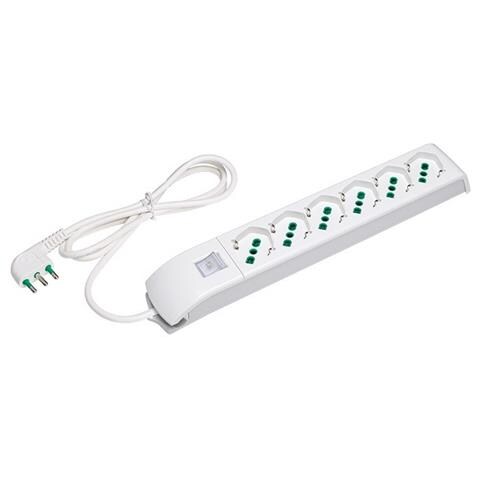 ICPS006F - Multipresa 6 Uscite Bipasso 16A / Schuko Bianco - Foto 1