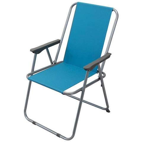 Poltrona Pieghevole Alta Oxford Azzurra Per Campeggio Spiaggia Mare Piscina Giardino - Foto 1