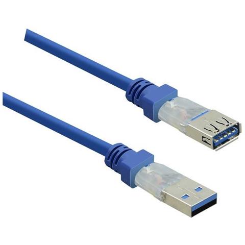 Cavo Di Prolunga Usb 3.0 1x Spina Usb 3.0 A - 1x Presa Usb 3.0 A 3 M Contatti A Spina Blu Dorati (14 - Foto 1