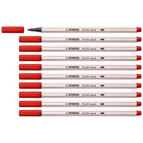 Pen 68 brush - Pennarello Premium con punta a pennello - Confezione da 10 - Rosso Carminio - Foto 1
