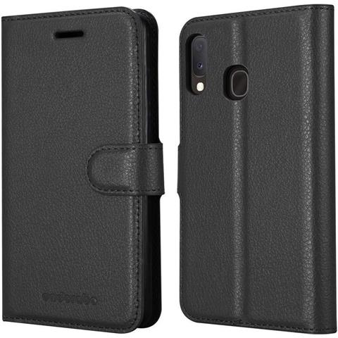 Custodia Compatibile Con Samsung Galaxy A40 In Nero Carbone - Coperchio Protettiva Con Chiusura Magnetica, Funzione Stand E Tasca Per Le Carte - Foto 2