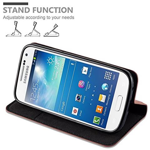 Custodia Compatibile Con Samsung Galaxy S4 Mini In Marrone Cappuccino - Coperchio Protettiva Con Chiusura Magnetica, Funzione Stand E Tasca Per Le Carte - Foto 2