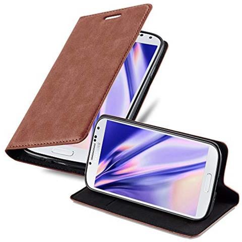 Custodia Compatibile Con Samsung Galaxy S4 Mini In Marrone Cappuccino - Coperchio Protettiva Con Chiusura Magnetica, Funzione Stand E Tasca Per Le Carte - Foto 1