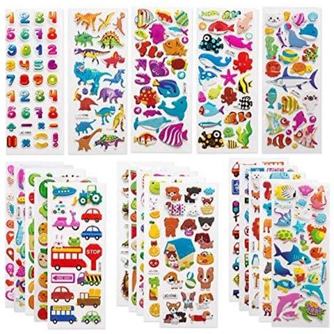 Adesivi 3d Per Bambini E Neonati 500+ Puffy Stickers Variety Pack Per Scrapbooking Bullet Journal Inclusi Numeri Di Animali Frutta Pesce Dinosauri Auto E Altro - Foto 5