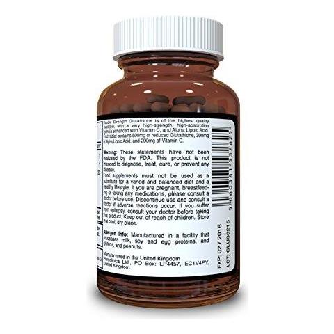 Doppia Resistenza Glutatione 1000mg X 120 Compresse (60 Compresse Per Bottiglia 2 Bottiglie). Con 500mg Glutatione 300mg Ala E 200 Mg Di Vitamina C Per Compressa. 200 Pi Forte Normali Compresse Glutatione. Sku Glu3x2 - Foto 2