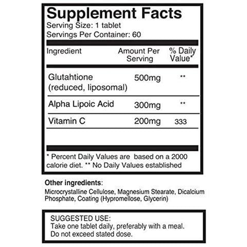 Doppia Resistenza Glutatione 1000mg X 120 Compresse (60 Compresse Per Bottiglia 2 Bottiglie). Con 500mg Glutatione 300mg Ala E 200 Mg Di Vitamina C Per Compressa. 200 Pi Forte Normali Compresse Glutatione. Sku Glu3x2 - Foto 3