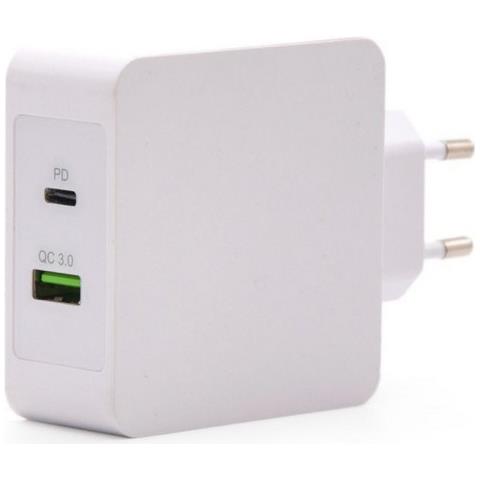 tqwc-2sc03wt - Caricatore da Parete a ricarica rapida con 2 x (USB-C e USB) 48 W / 6 A, con tecnologia di ricarica rapida e PD, caricatore portatile per dispositivi USB e USB-C, colore bianco - Foto 1
