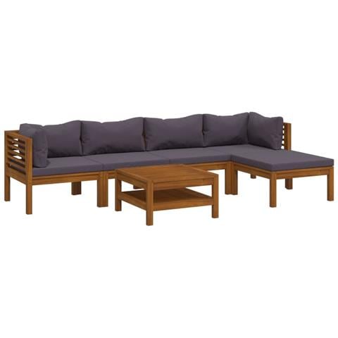 Set Divani Da Giardino 6 Pz Con Cuscini In Massello Di Acacia - Foto 1