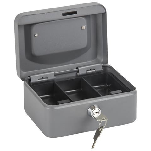 Elegant C9216 Cassetta Di Sicurezza Con Chiave Per Contare E Trasportare Denaro | Cassetta Portavalori In Acciaio Con Vassoio Portamonete | Cassaforte Portatile De 15 Cm Di Larghezza | Grigio - Foto 3