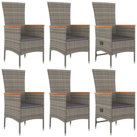 Set Da Pranzo Da Giardino 7 Pz Con Cuscini In Polyrattan Grigio - Foto 2
