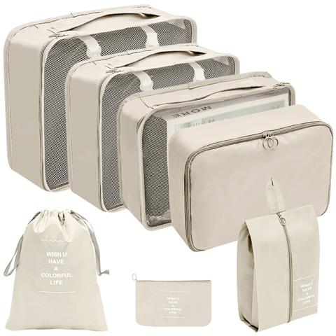 Organizer Per Valigia - Cubi E Sacchetti Per Imballaggio 7 Pezzi Beige - Foto 1