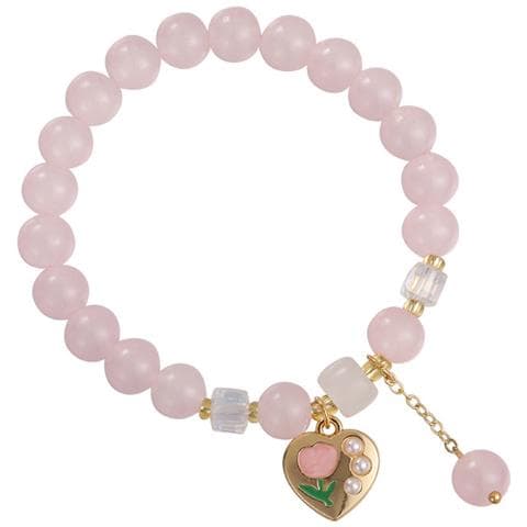 Bracciale Perline Rosa Cuore Regolabile Pink - Foto 1