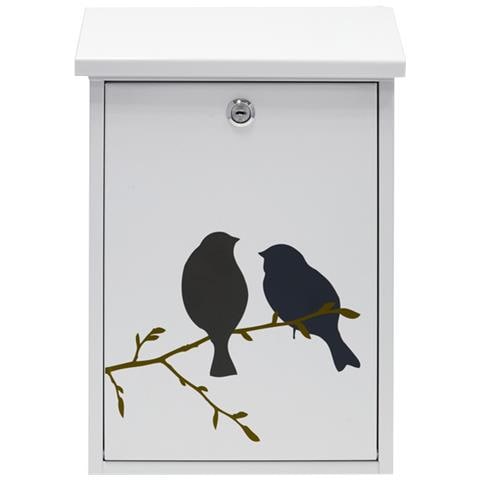 Premium E5601-bir Cassetta Postale Individuale In Acciaio Con Serigrafia Decorativa ""birds"", Dimensione M (din A4 E Riviste), Bianco - Foto 3