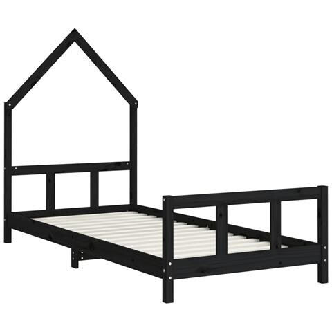 Giroletto per Bambini Nero 90x200 cm in Legno Massello di Pino - Foto 3