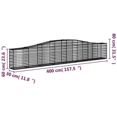 Cesto Gabbione Ad Arco 400x30x60/80 Cm Ferro Zincato - Foto 4