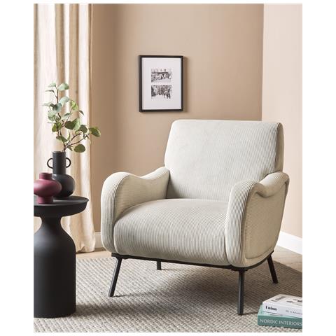 Poltrona Velluto A Coste Grigio Chiaro Almind - Foto 1