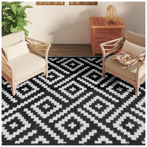 Tappeto Da Esterni Bianco E Nero 190x290 Cm In Pp - Foto 3