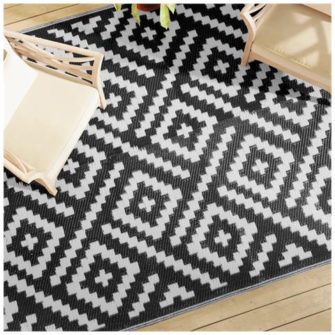 Tappeto Da Esterni Bianco E Nero 190x290 Cm In Pp - Foto 1