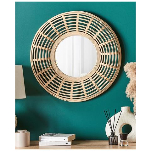 Specchio Hanua 60 Cm 60 Cm Legno Di Bambù Naturale - Foto 1