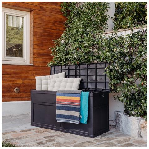 Baule 120x46x60 Cassapanca Multiuso Garden Black Resina - Foto 2