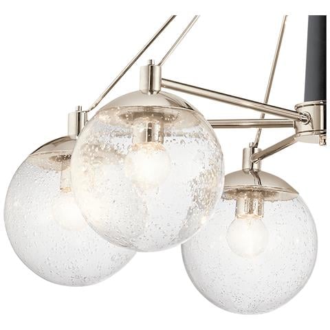 Lampadario Contemporaneo Marilyn Acciaio Nichel Lucido Vetro 6 Luci E27 - Foto 2