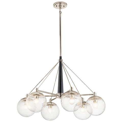 Lampadario Contemporaneo Marilyn Acciaio Nichel Lucido Vetro 6 Luci E27 - Foto 1