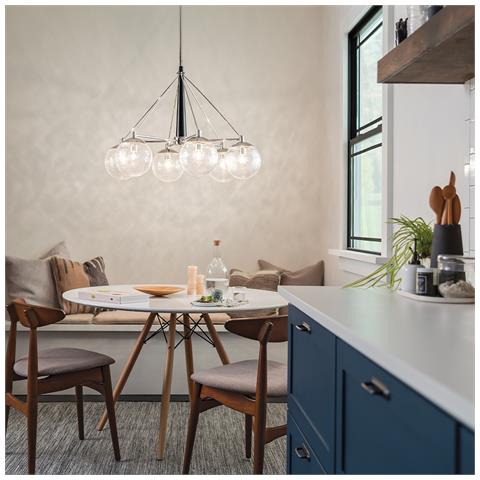 Lampadario Contemporaneo Marilyn Acciaio Nichel Lucido Vetro 6 Luci E27 - Foto 7