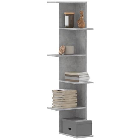 Scaffale Angolare Muro Grigio Cemento 36,5x36,5x140 Cm Legno - Foto 1