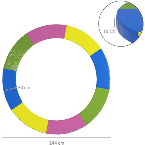 Copertura Tappeto Elastico Ø244x30 Cm Pieghevole E Portatile, In Plastica, Pe E Schiuma, Multicolore - Foto 5