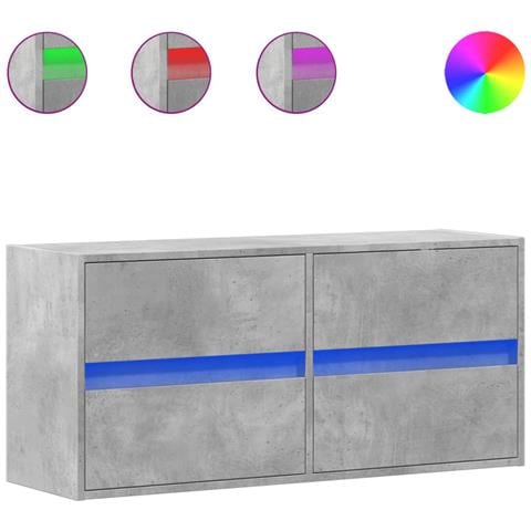 Mobile Tv A Parete Con Luci Led Grigio Cemento 100x31x45 Cm - Foto 2