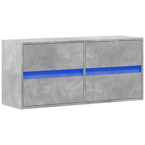 Mobile Tv A Parete Con Luci Led Grigio Cemento 100x31x45 Cm - Foto 3
