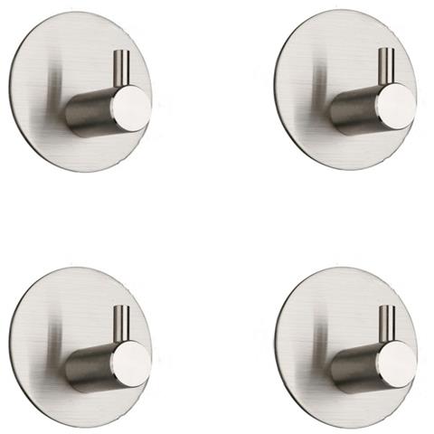 Ganci Adesivi Senza Cuciture In Argento Spazzolato Ganci Da Parete In Acciaio Inossidabile (confezione Da 4) - Foto 1