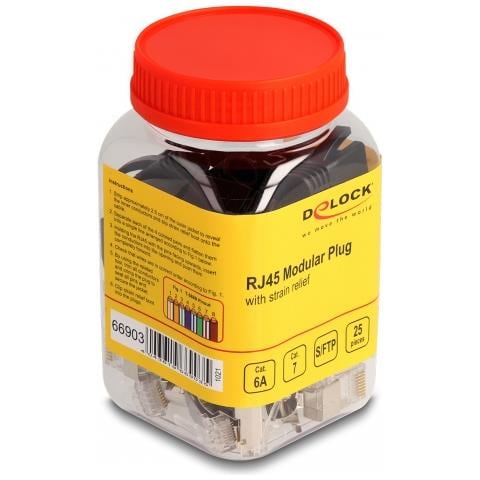 Spina modulare RJ45 con scarico della trazione Cat. 6A, Cat. 7 e protezioni antipiega set da 25 pezzi - Foto 1